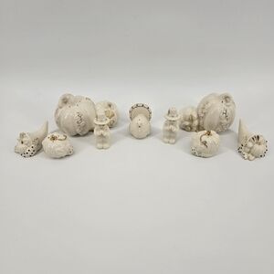 LENOX THANKSGIVING GEM SALT & PEPPER SET #776399 TURKEY PILGRIM PUMPKIN FALL